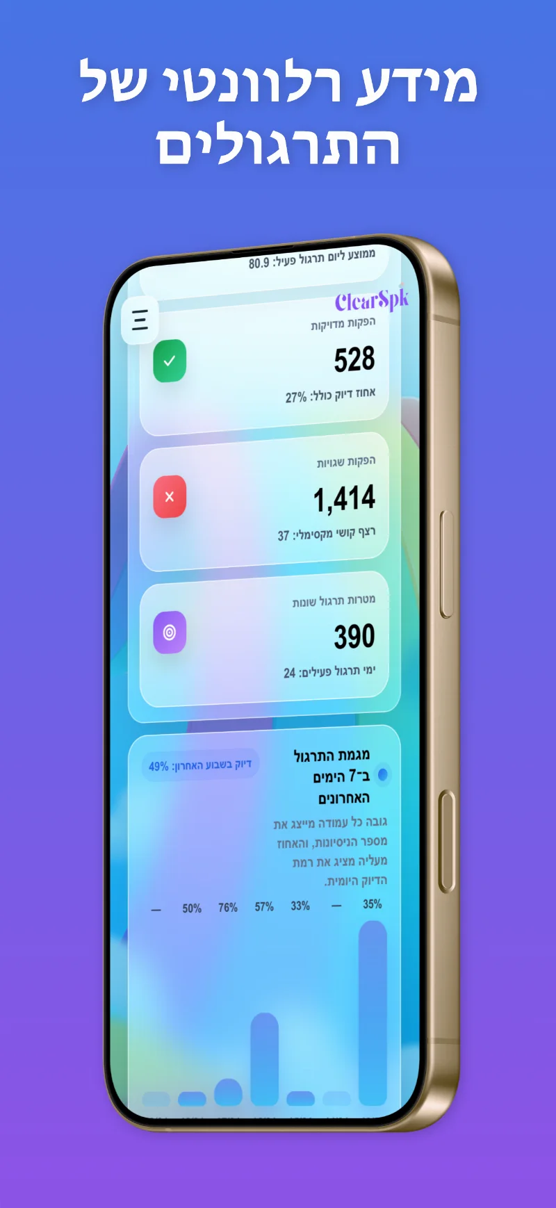 נתוני התרגול ב־ClearSpk